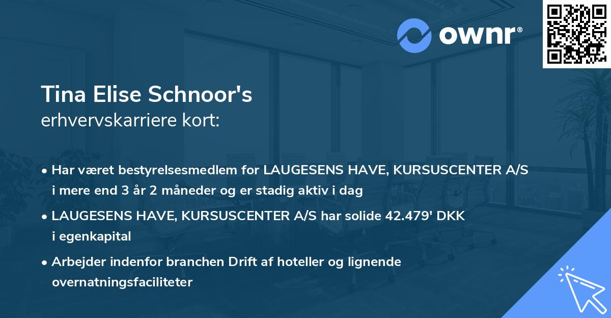 Tina Elise Schnoor's erhvervskarriere kort
