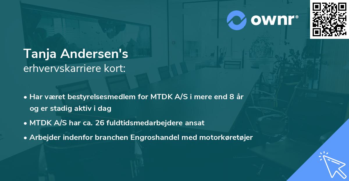 Tanja Andersen's erhvervskarriere kort