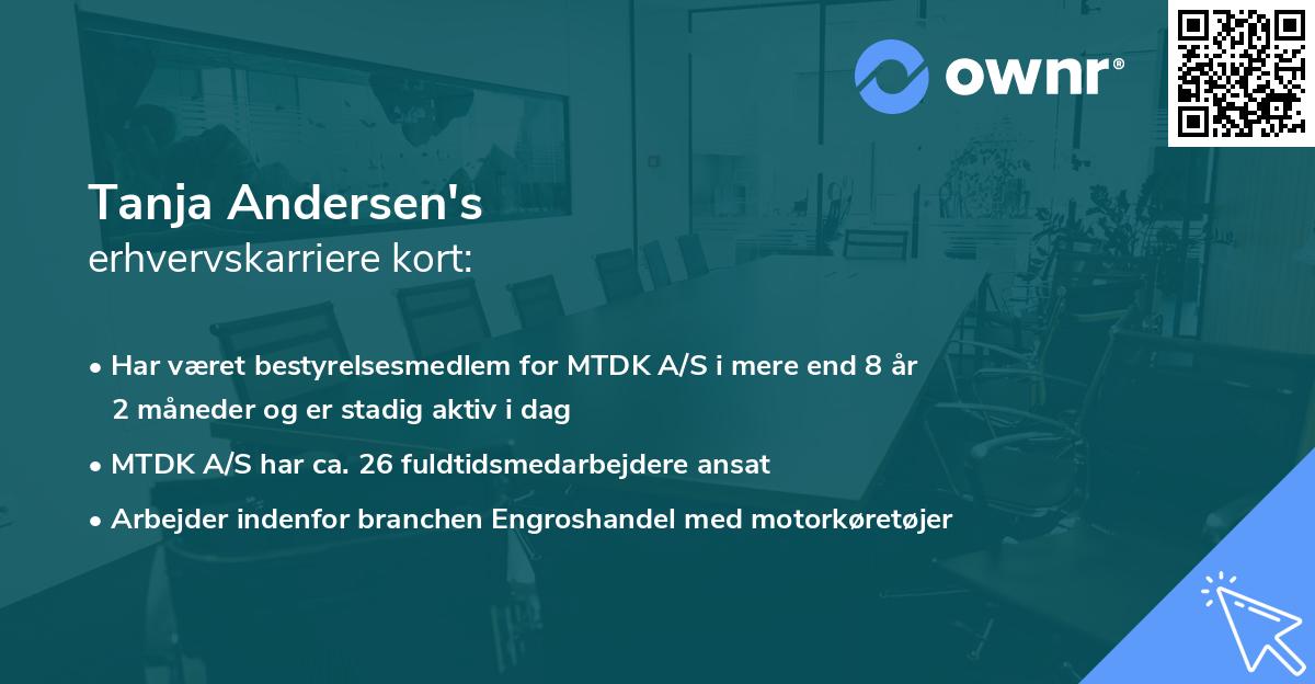Tanja Andersen's erhvervskarriere kort