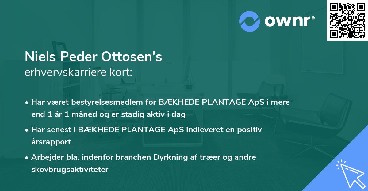 Niels Peder Ottosen's erhvervskarriere kort