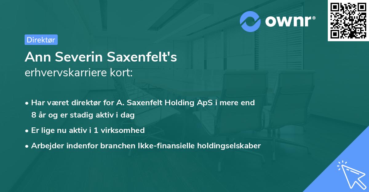Ann Severin Saxenfelt's erhvervskarriere kort