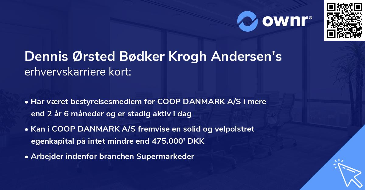 Dennis Ørsted Bødker Krogh Andersen's erhvervskarriere kort