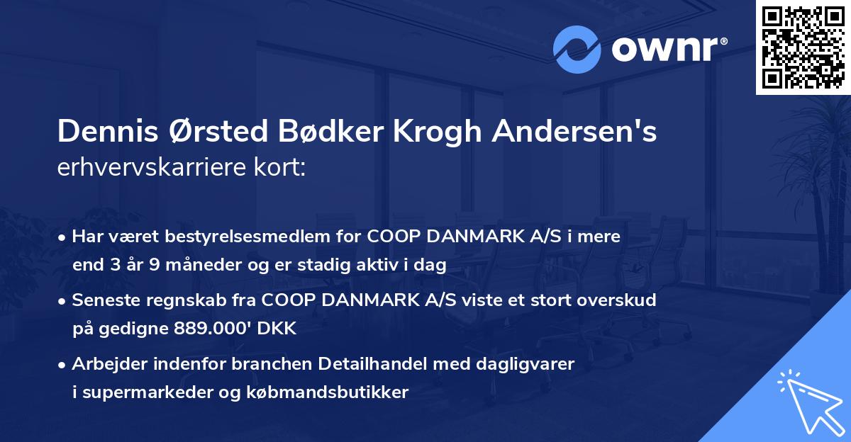 Dennis Ørsted Bødker Krogh Andersen's erhvervskarriere kort