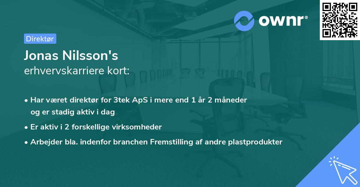 Jonas Nilsson's erhvervskarriere kort