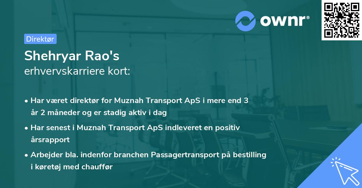Shehryar Rao's erhvervskarriere kort