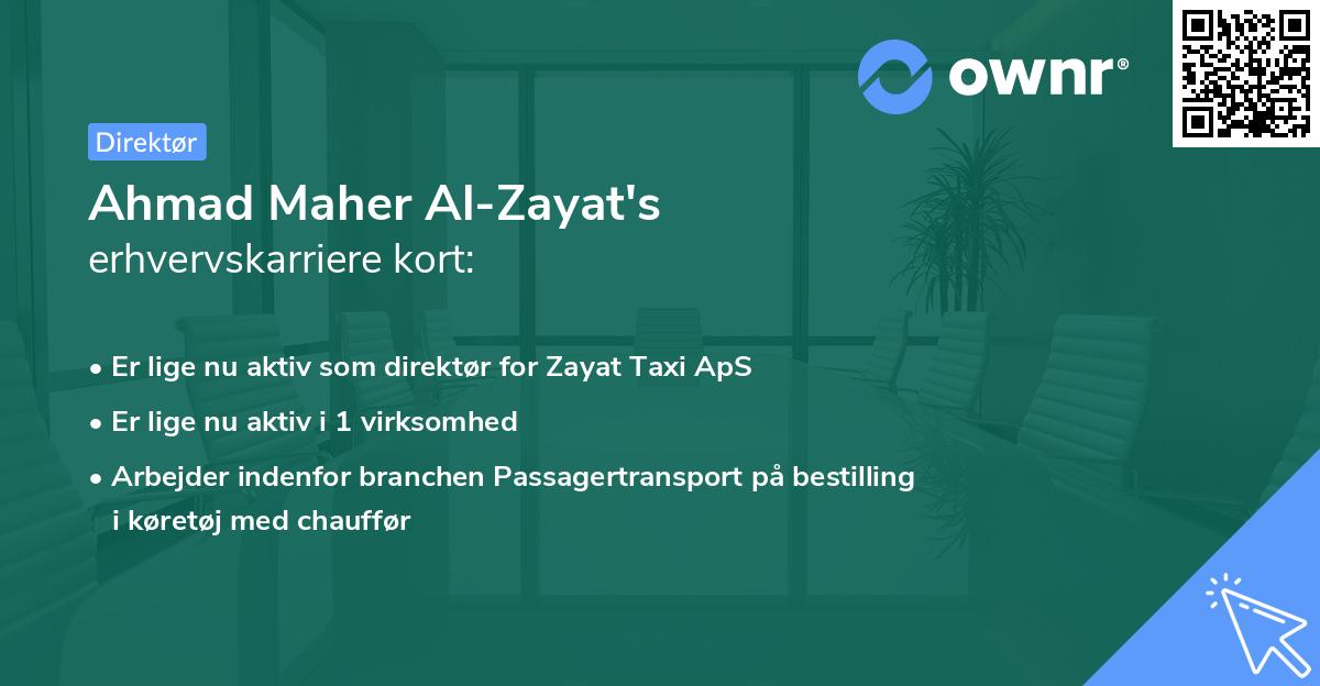 Ahmad Maher Al-Zayat's erhvervskarriere kort