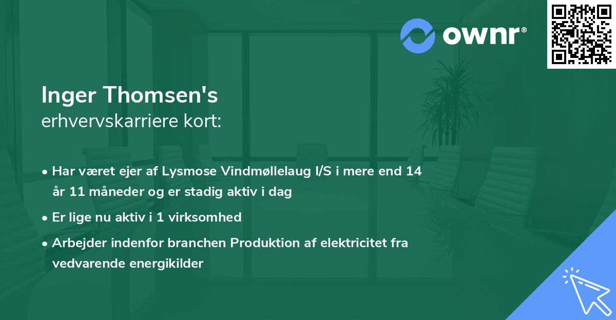 Inger Thomsen's erhvervskarriere kort