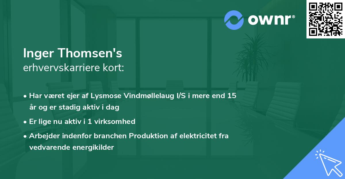 Inger Thomsen's erhvervskarriere kort