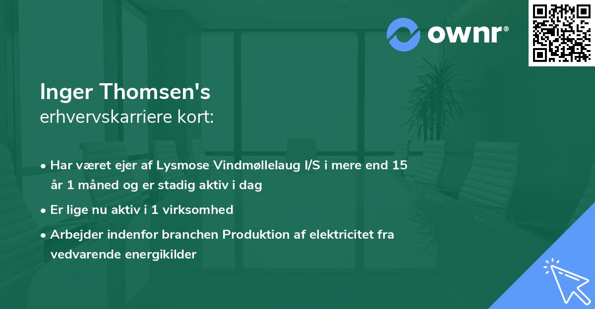Inger Thomsen's erhvervskarriere kort