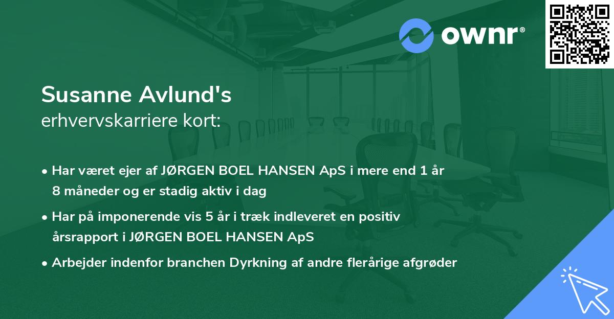 Susanne Avlund's erhvervskarriere kort