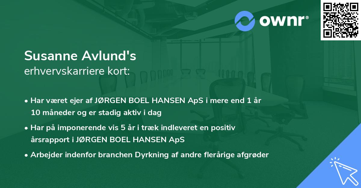 Susanne Avlund's erhvervskarriere kort
