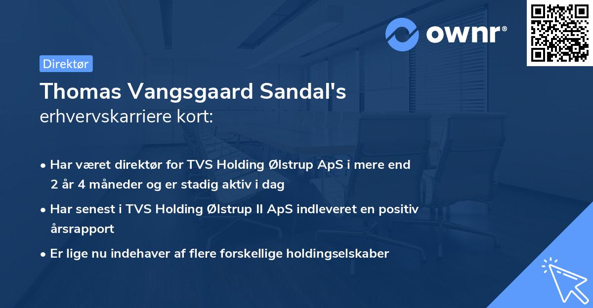 Thomas Vangsgaard Sandal's erhvervskarriere kort