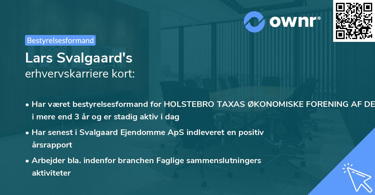 Lars Svalgaard's erhvervskarriere kort