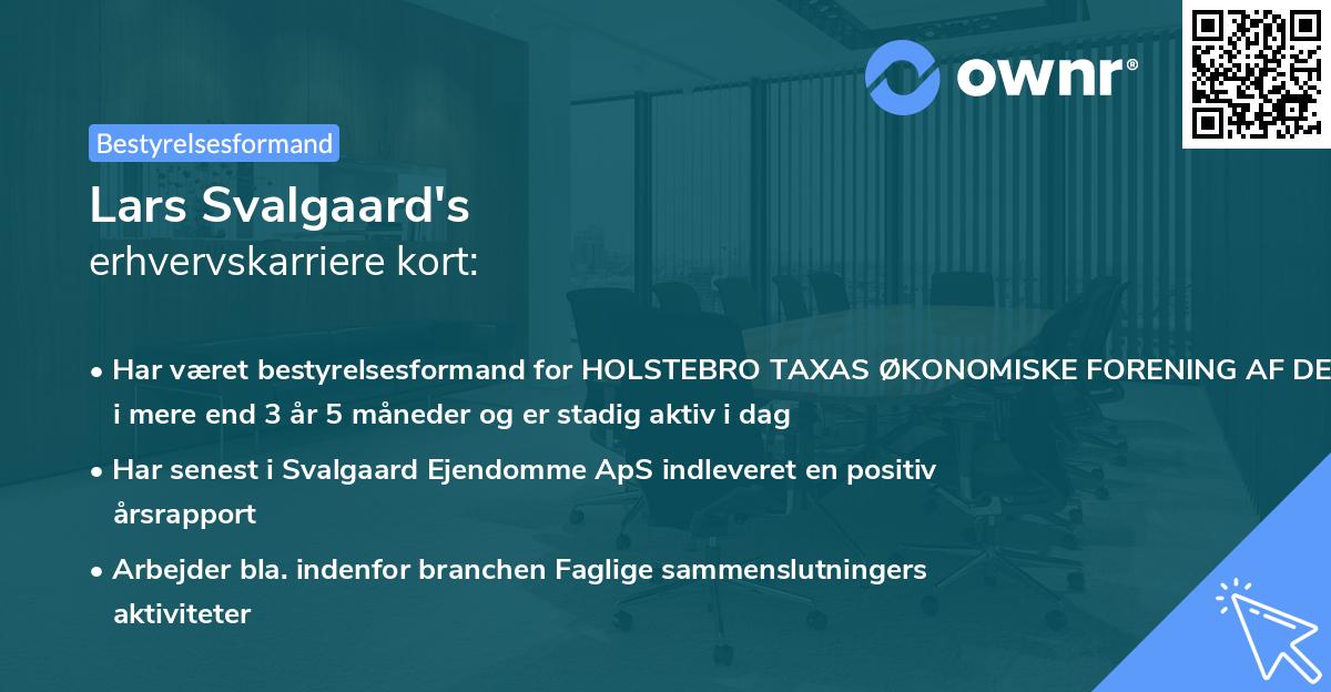 Lars Svalgaard's erhvervskarriere kort