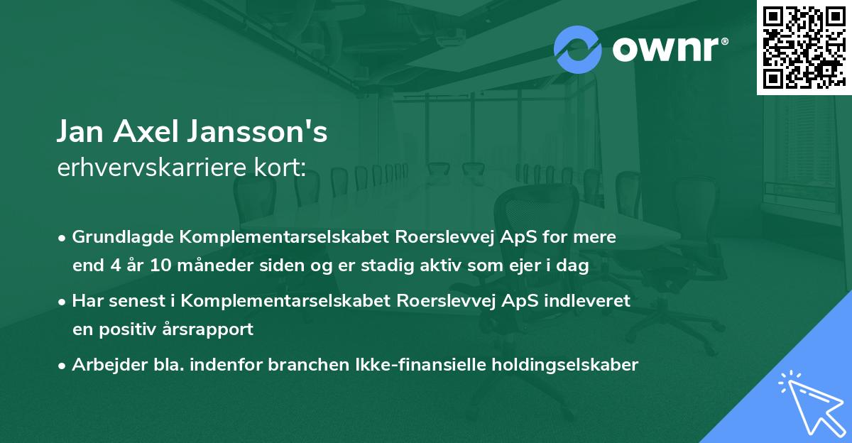 Jan Axel Jansson's erhvervskarriere kort