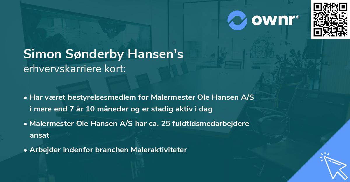 Simon Sønderby Hansen's erhvervskarriere kort