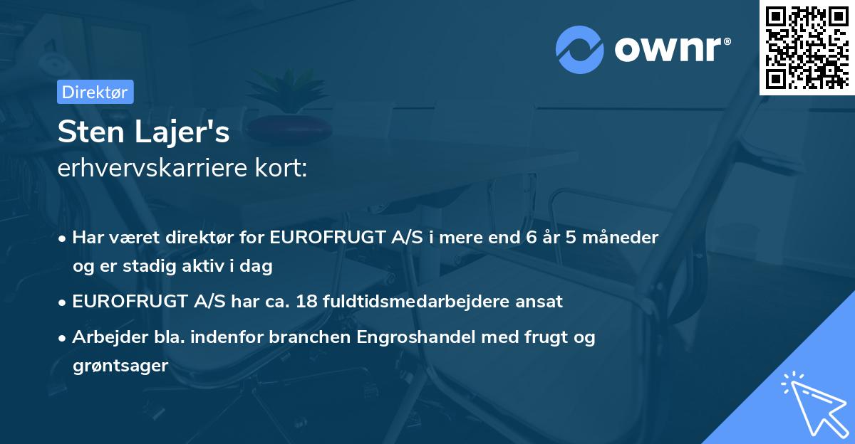 Sten Lajer's erhvervskarriere kort