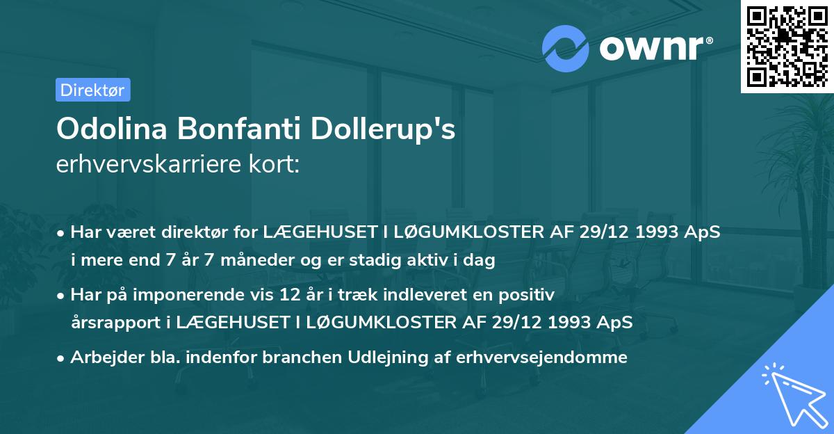 Odolina Bonfanti Dollerup's erhvervskarriere kort