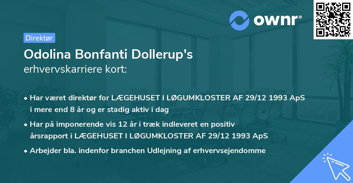 Odolina Bonfanti Dollerup's erhvervskarriere kort