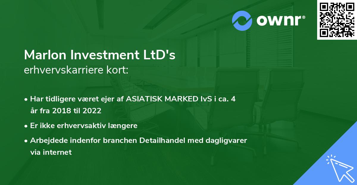 Marlon Investment LtD's erhvervskarriere kort
