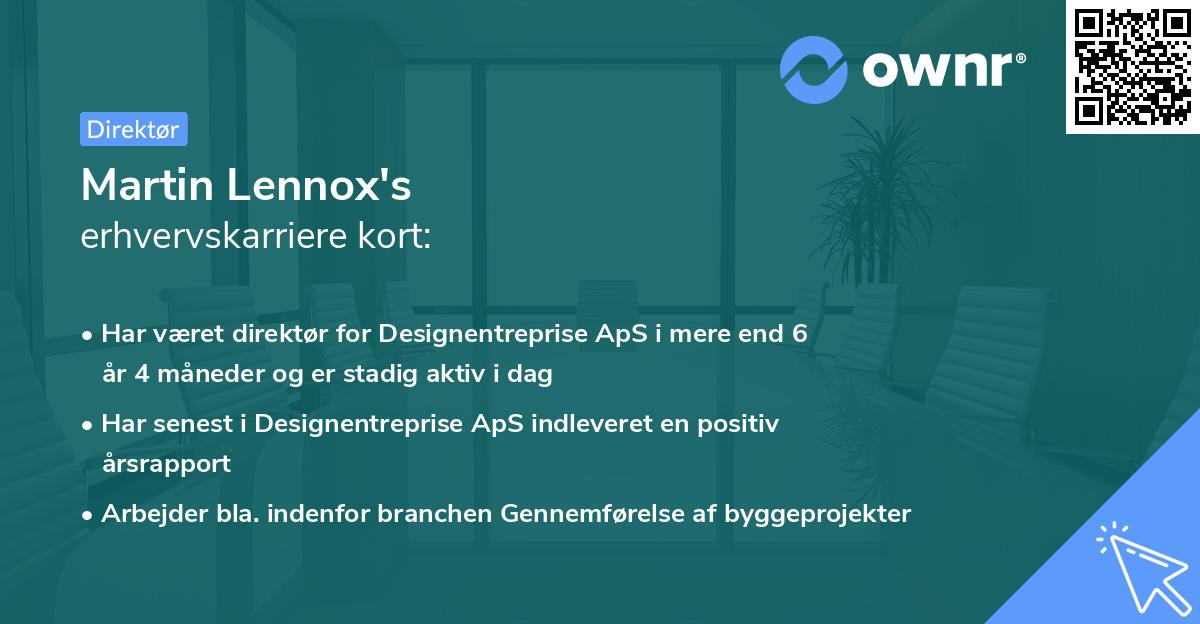 Martin Lennox's erhvervskarriere kort