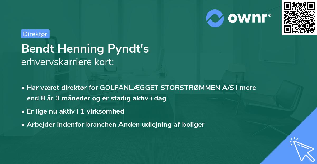 Bendt Henning Pyndt's erhvervskarriere kort