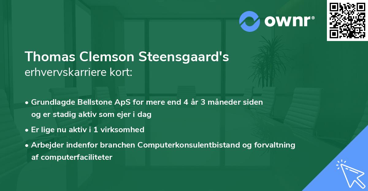 Thomas Clemson Steensgaard's erhvervskarriere kort