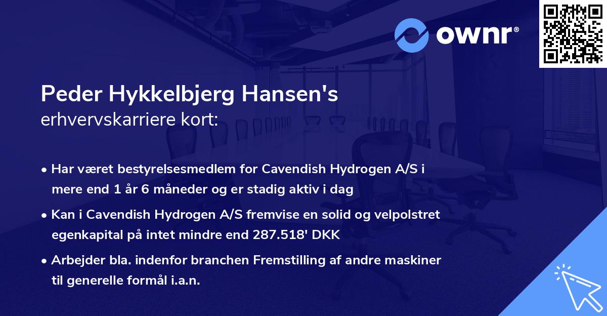 Peder Hykkelbjerg Hansen's erhvervskarriere kort