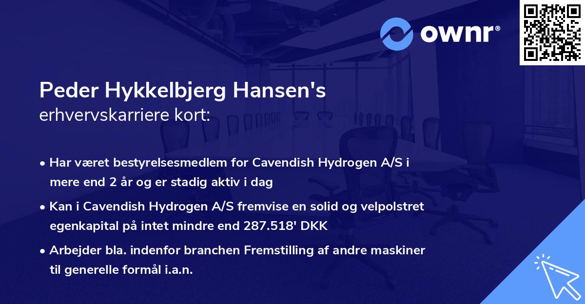 Peder Hykkelbjerg Hansen's erhvervskarriere kort
