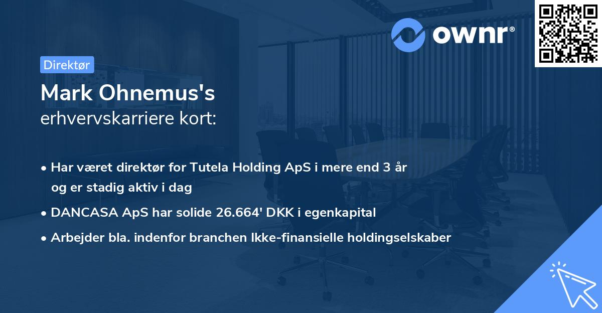 Mark Ohnemus's erhvervskarriere kort