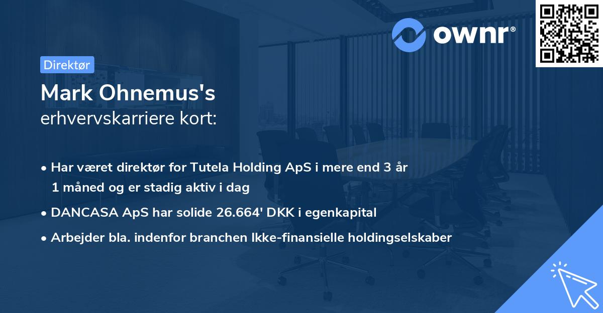 Mark Ohnemus's erhvervskarriere kort