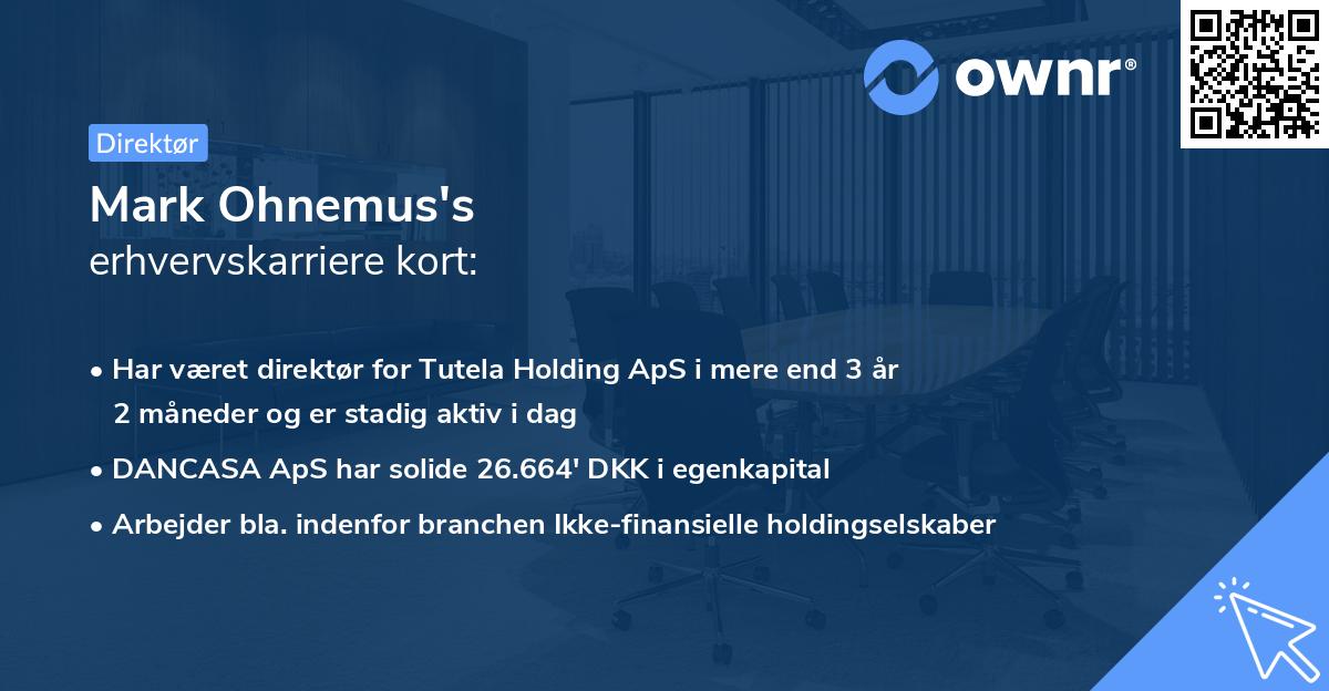 Mark Ohnemus's erhvervskarriere kort