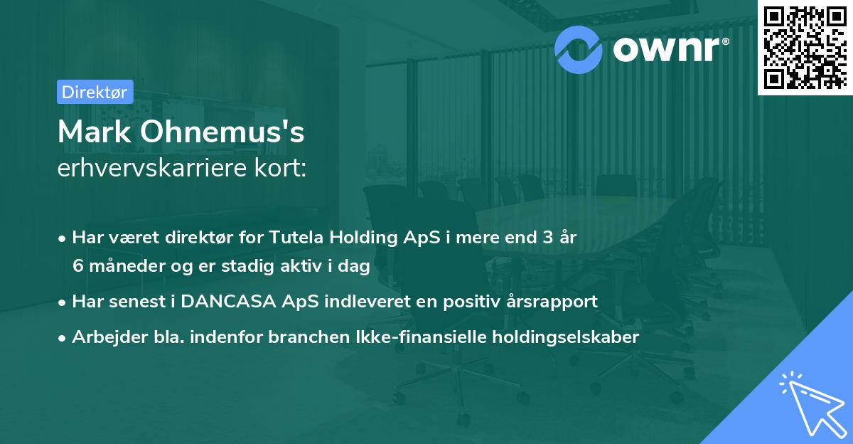 Mark Ohnemus's erhvervskarriere kort