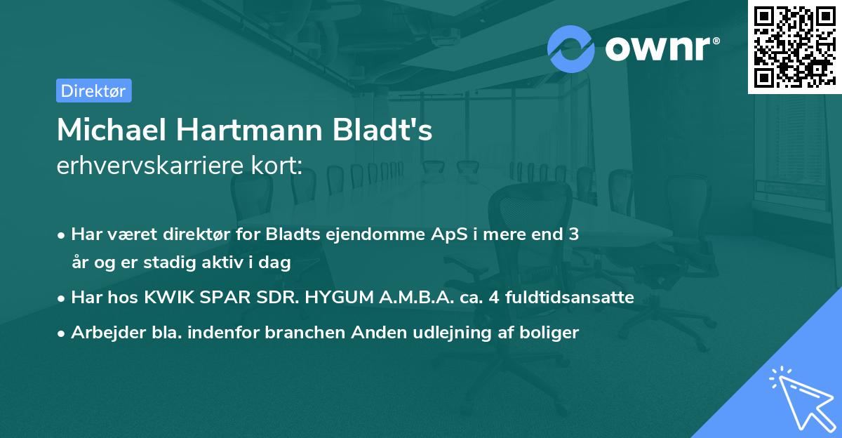 Michael Hartmann Bladt's erhvervskarriere kort
