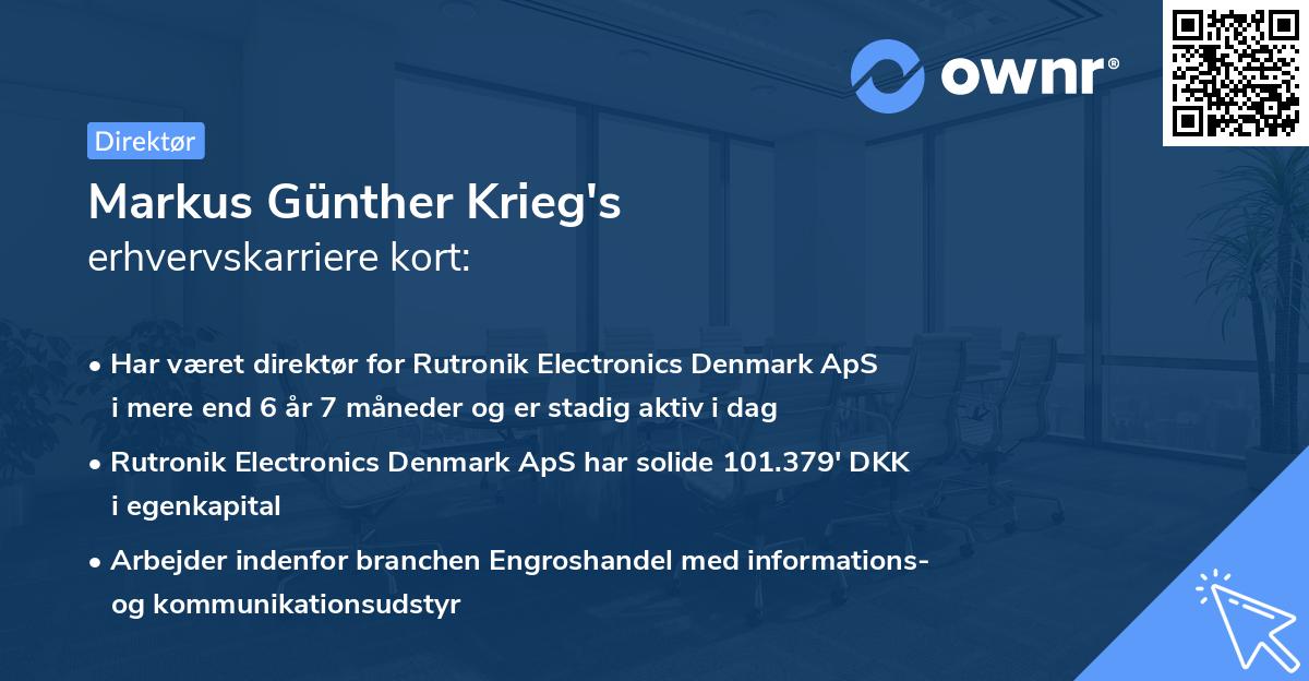 Markus Günther Krieg's erhvervskarriere kort