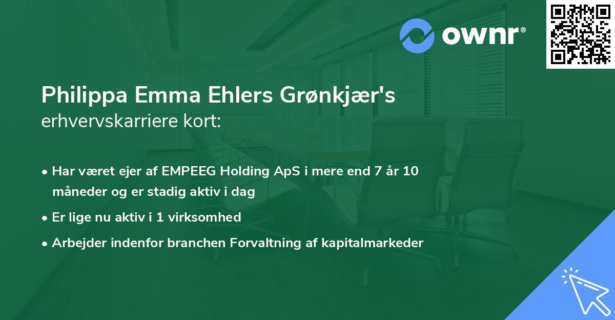 Philippa Emma Ehlers Grønkjær's erhvervskarriere kort