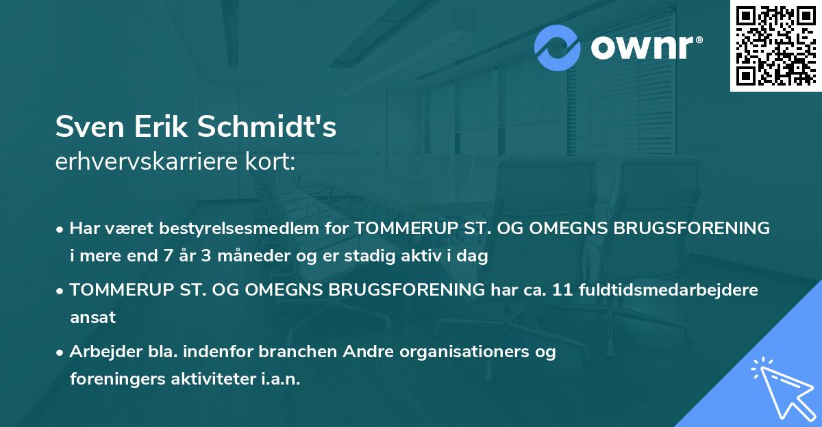 Sven Erik Schmidt's erhvervskarriere kort