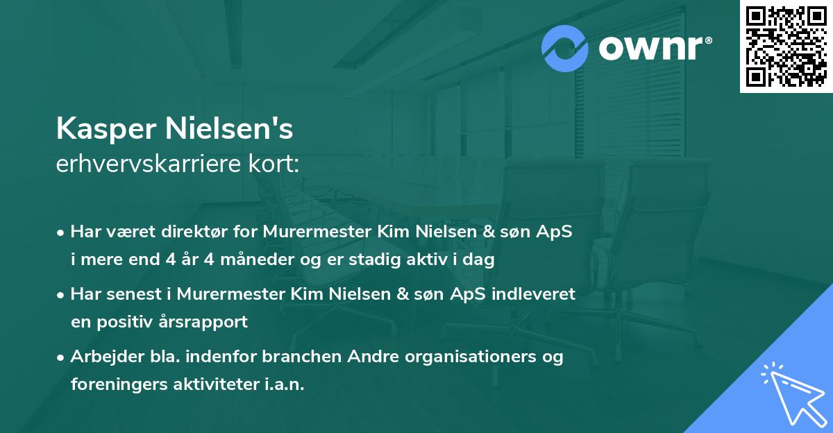 Kasper Nielsen's erhvervskarriere kort