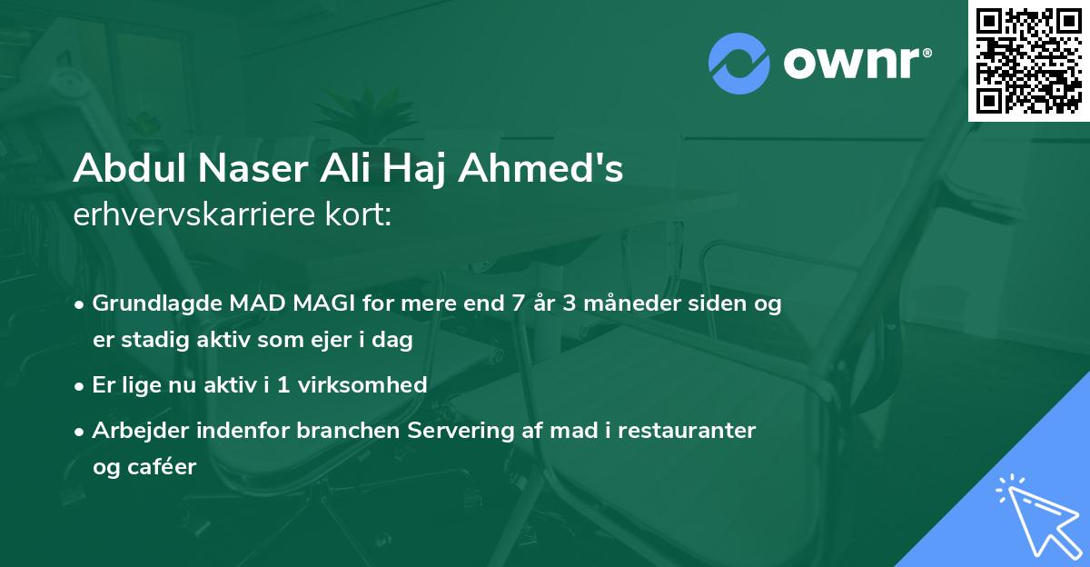 Abdul Naser Ali Haj Ahmed's erhvervskarriere kort