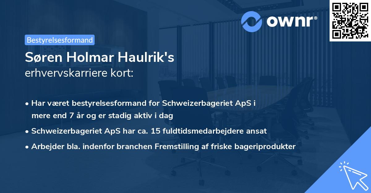 Søren Holmar Haulrik's erhvervskarriere kort