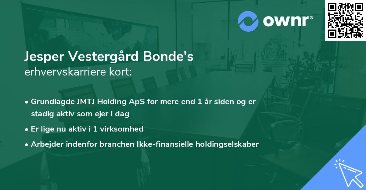 Jesper Vestergård Bonde's erhvervskarriere kort