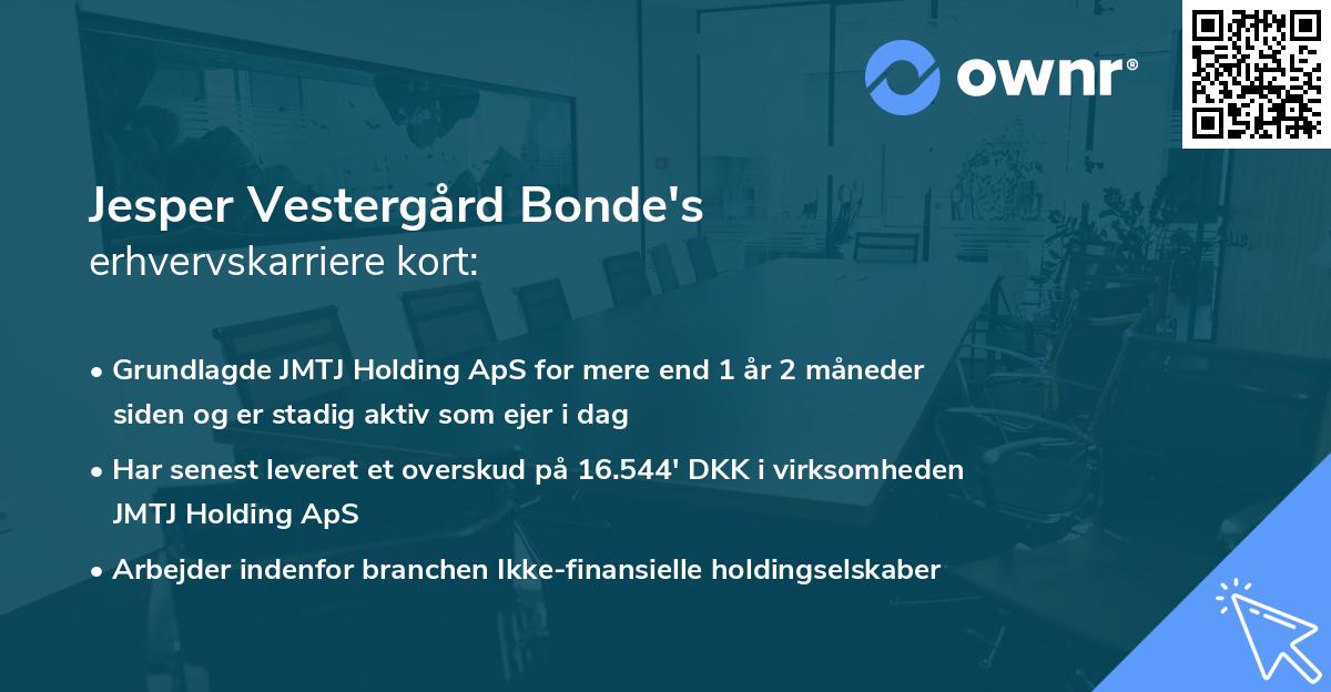 Jesper Vestergård Bonde's erhvervskarriere kort