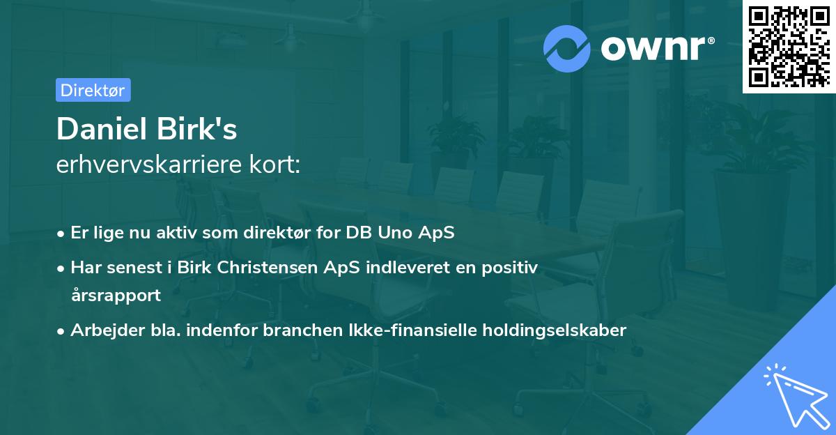 Daniel Birk's erhvervskarriere kort