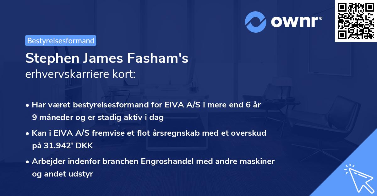Stephen James Fasham's erhvervskarriere kort