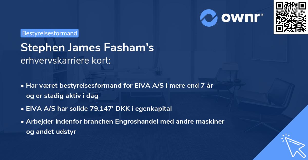 Stephen James Fasham's erhvervskarriere kort