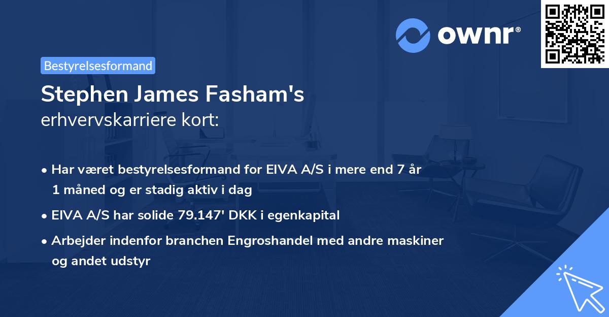 Stephen James Fasham's erhvervskarriere kort