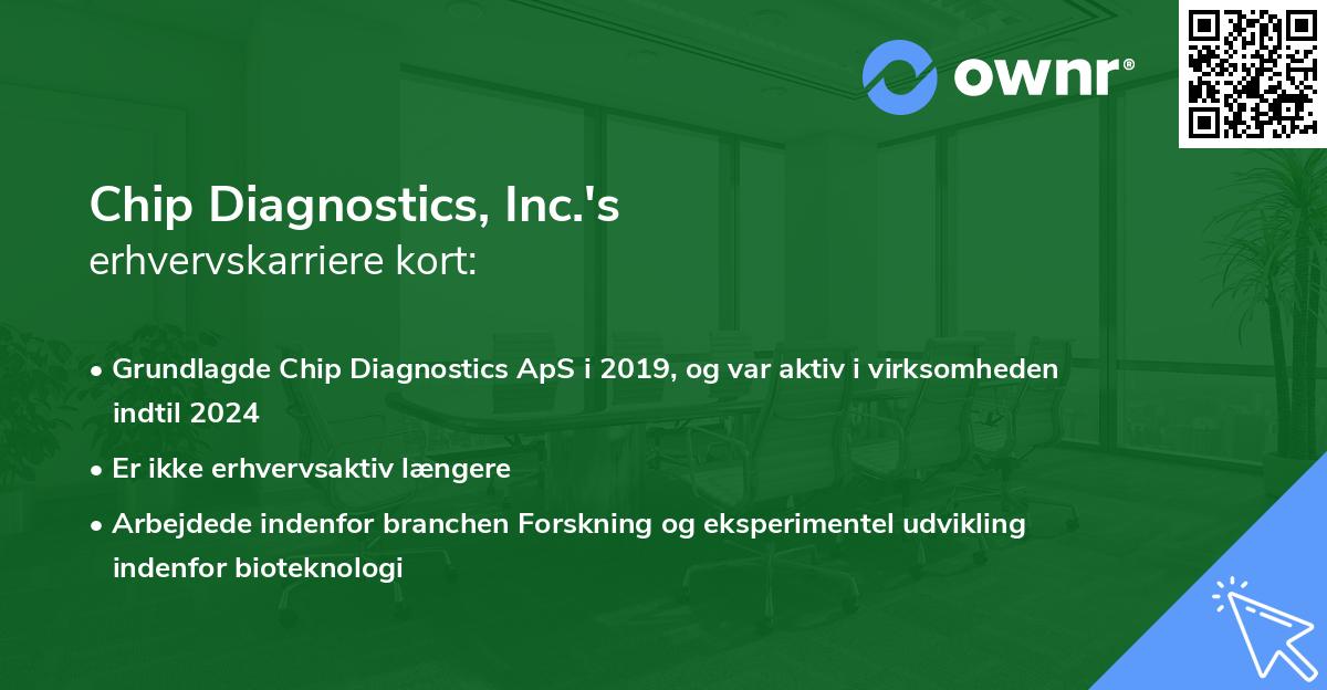 Chip Diagnostics, Inc.'s erhvervskarriere kort