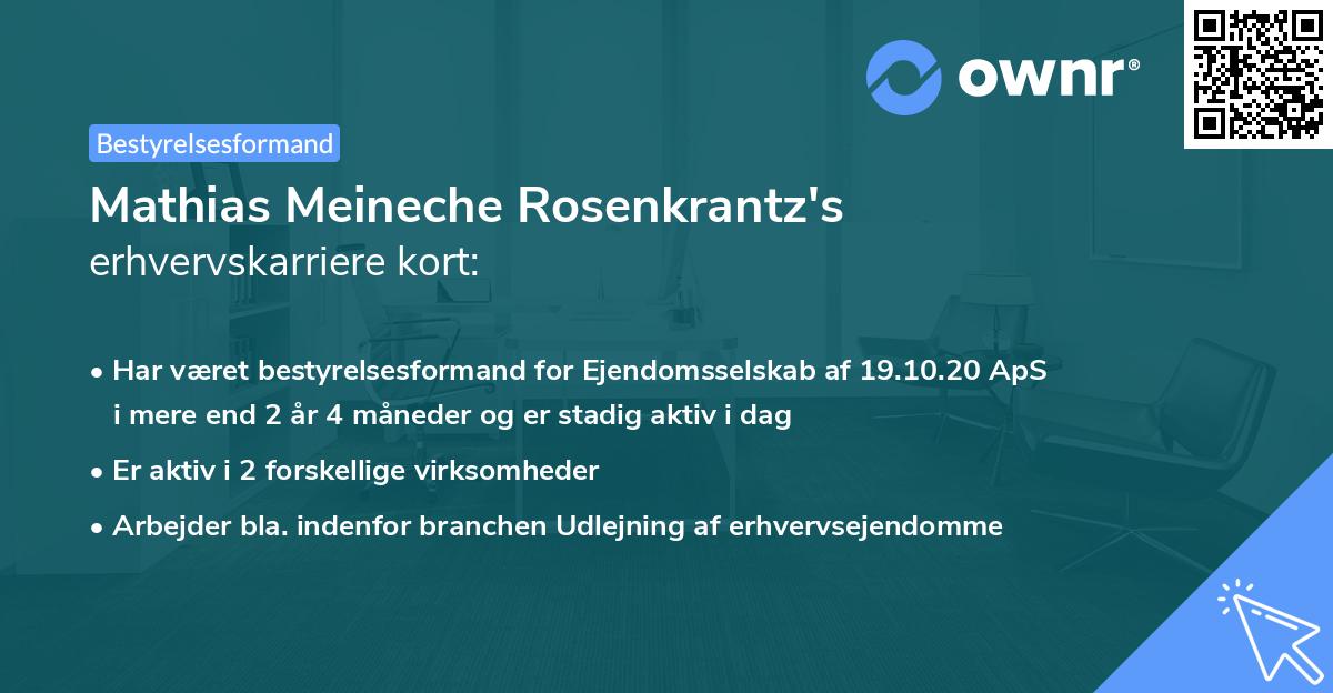 Mathias Meineche Rosenkrantz's erhvervskarriere kort