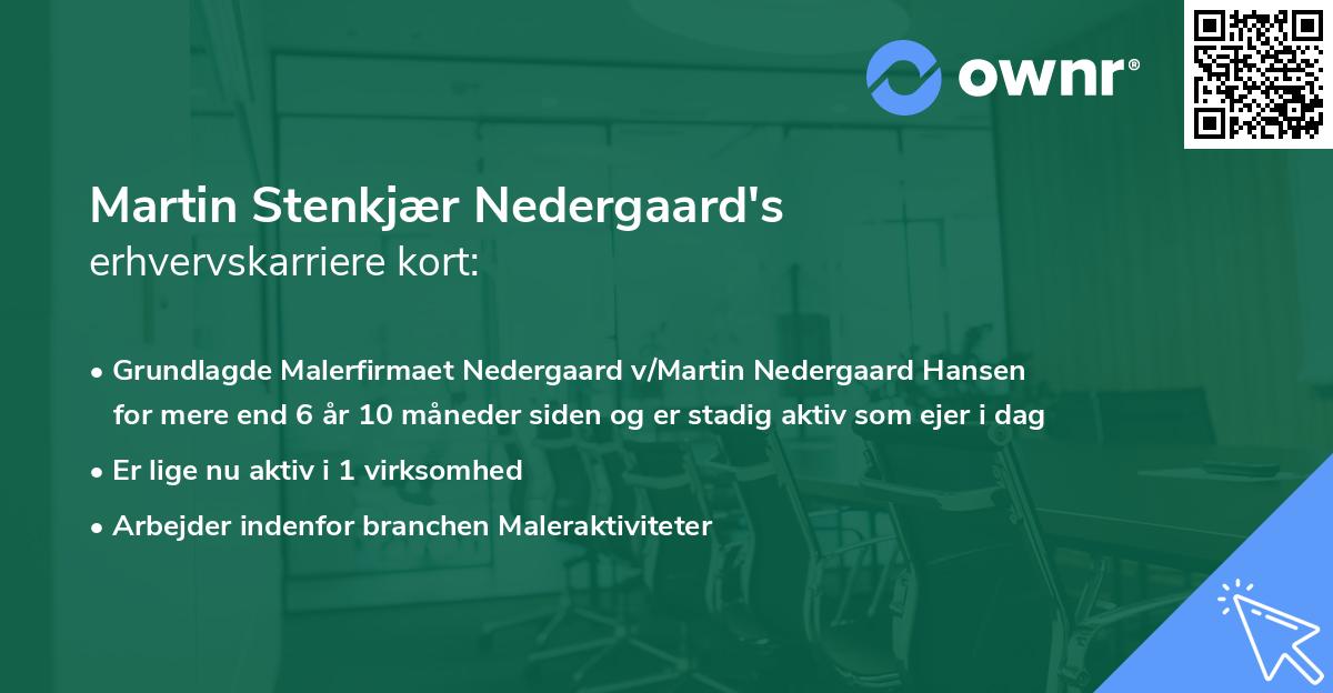 Martin Stenkjær Nedergaard's erhvervskarriere kort