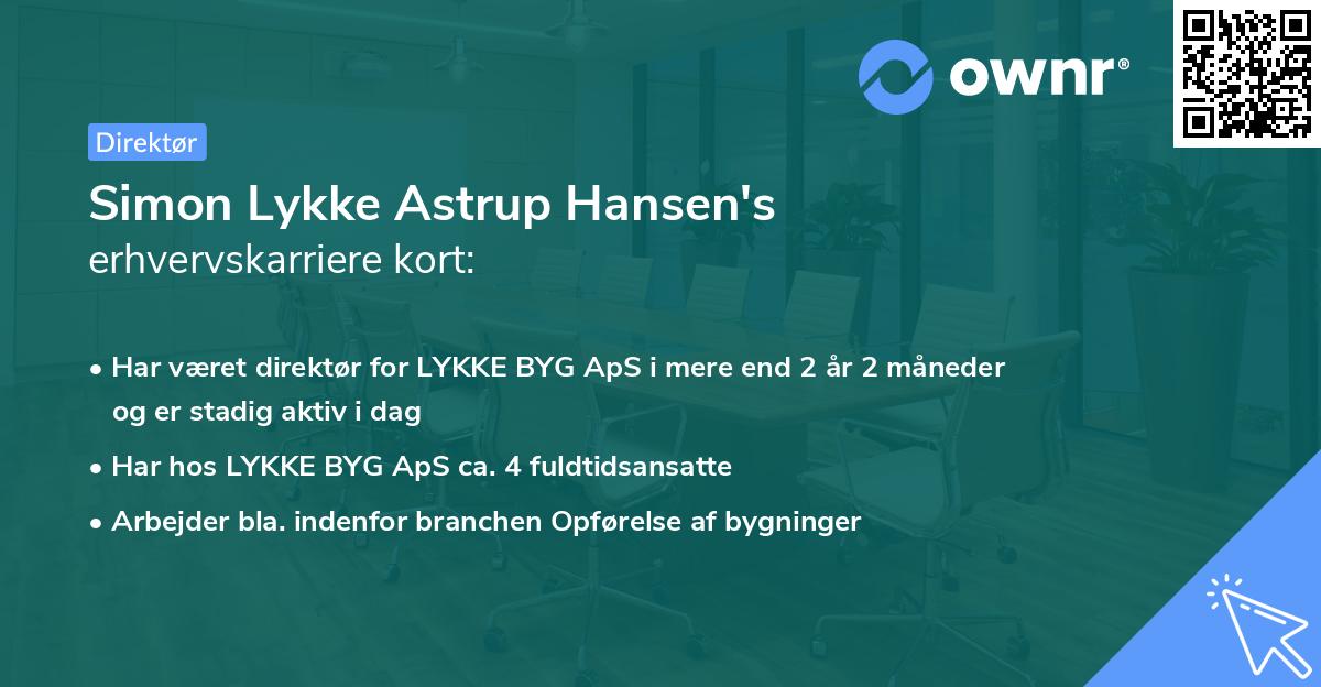 Simon Lykke Astrup Hansen's erhvervskarriere kort